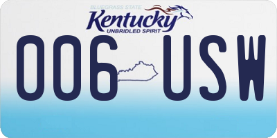 KY license plate 006USW