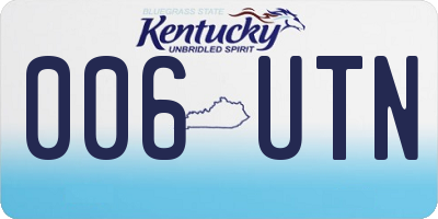 KY license plate 006UTN