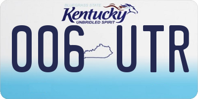 KY license plate 006UTR