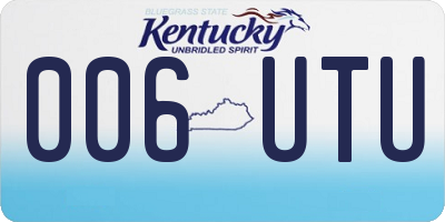 KY license plate 006UTU