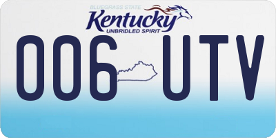 KY license plate 006UTV