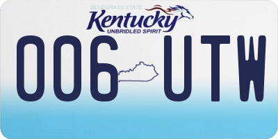 KY license plate 006UTW