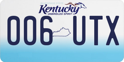 KY license plate 006UTX