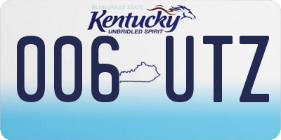 KY license plate 006UTZ