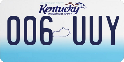 KY license plate 006UUY
