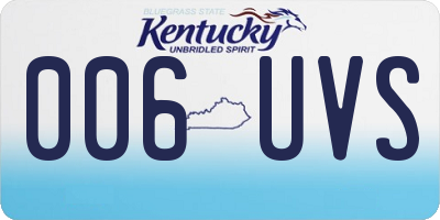 KY license plate 006UVS