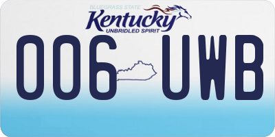 KY license plate 006UWB