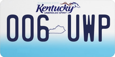 KY license plate 006UWP