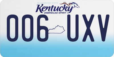 KY license plate 006UXV