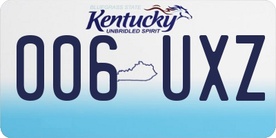 KY license plate 006UXZ