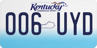 KY license plate 006UYD