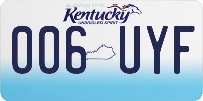KY license plate 006UYF