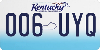 KY license plate 006UYQ