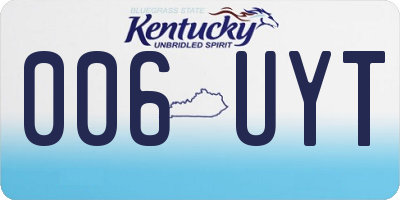 KY license plate 006UYT