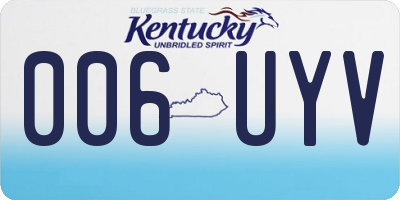 KY license plate 006UYV
