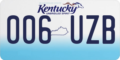 KY license plate 006UZB