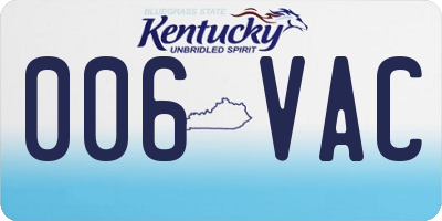 KY license plate 006VAC