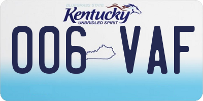 KY license plate 006VAF
