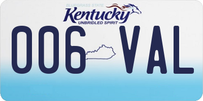 KY license plate 006VAL