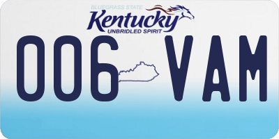KY license plate 006VAM