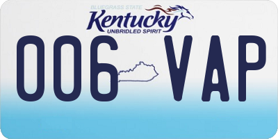 KY license plate 006VAP