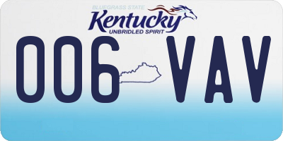 KY license plate 006VAV