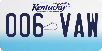 KY license plate 006VAW