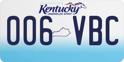 KY license plate 006VBC