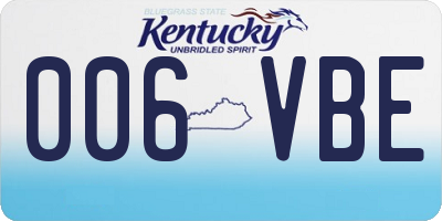 KY license plate 006VBE