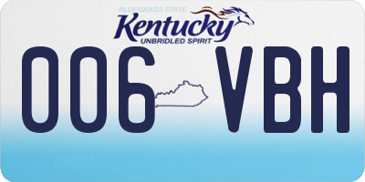 KY license plate 006VBH