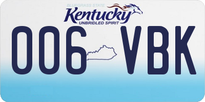 KY license plate 006VBK
