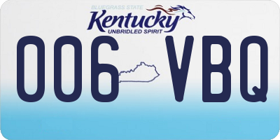 KY license plate 006VBQ
