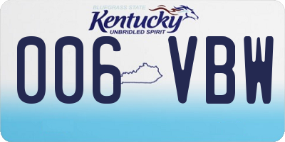 KY license plate 006VBW
