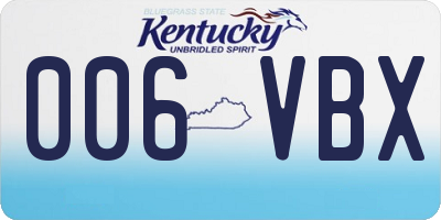 KY license plate 006VBX