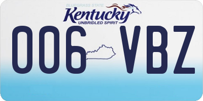 KY license plate 006VBZ