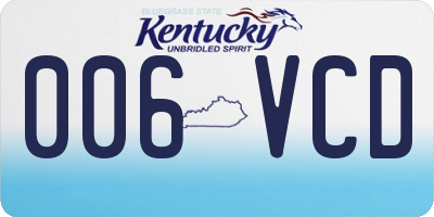 KY license plate 006VCD