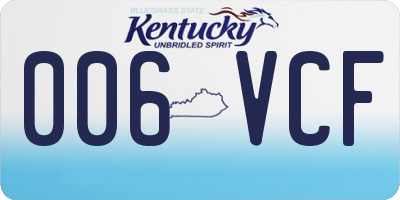KY license plate 006VCF
