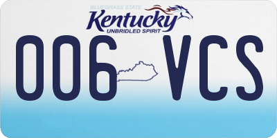 KY license plate 006VCS