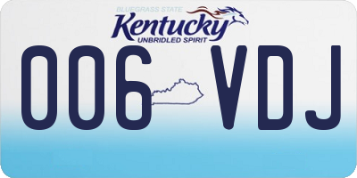 KY license plate 006VDJ