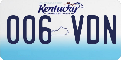 KY license plate 006VDN