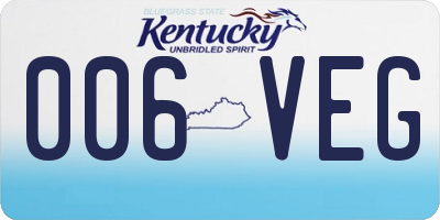 KY license plate 006VEG