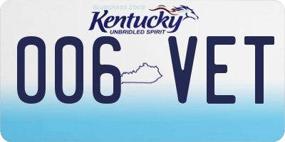 KY license plate 006VET