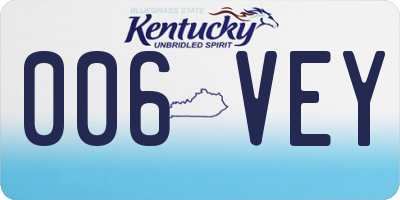 KY license plate 006VEY