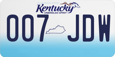 KY license plate 007JDW