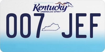 KY license plate 007JEF