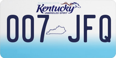 KY license plate 007JFQ