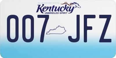 KY license plate 007JFZ