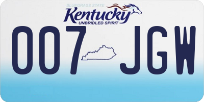 KY license plate 007JGW