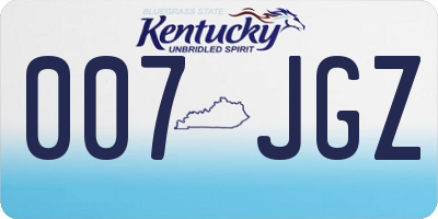 KY license plate 007JGZ