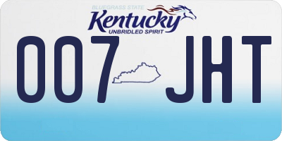 KY license plate 007JHT